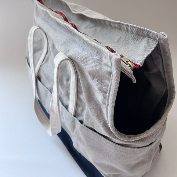 Love thy Beast Canvas Pet Tote, Grey/Navy - Picture 3 of 11